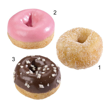 ASSORT. MINI DONUTS, 3 TYPES X 105PC