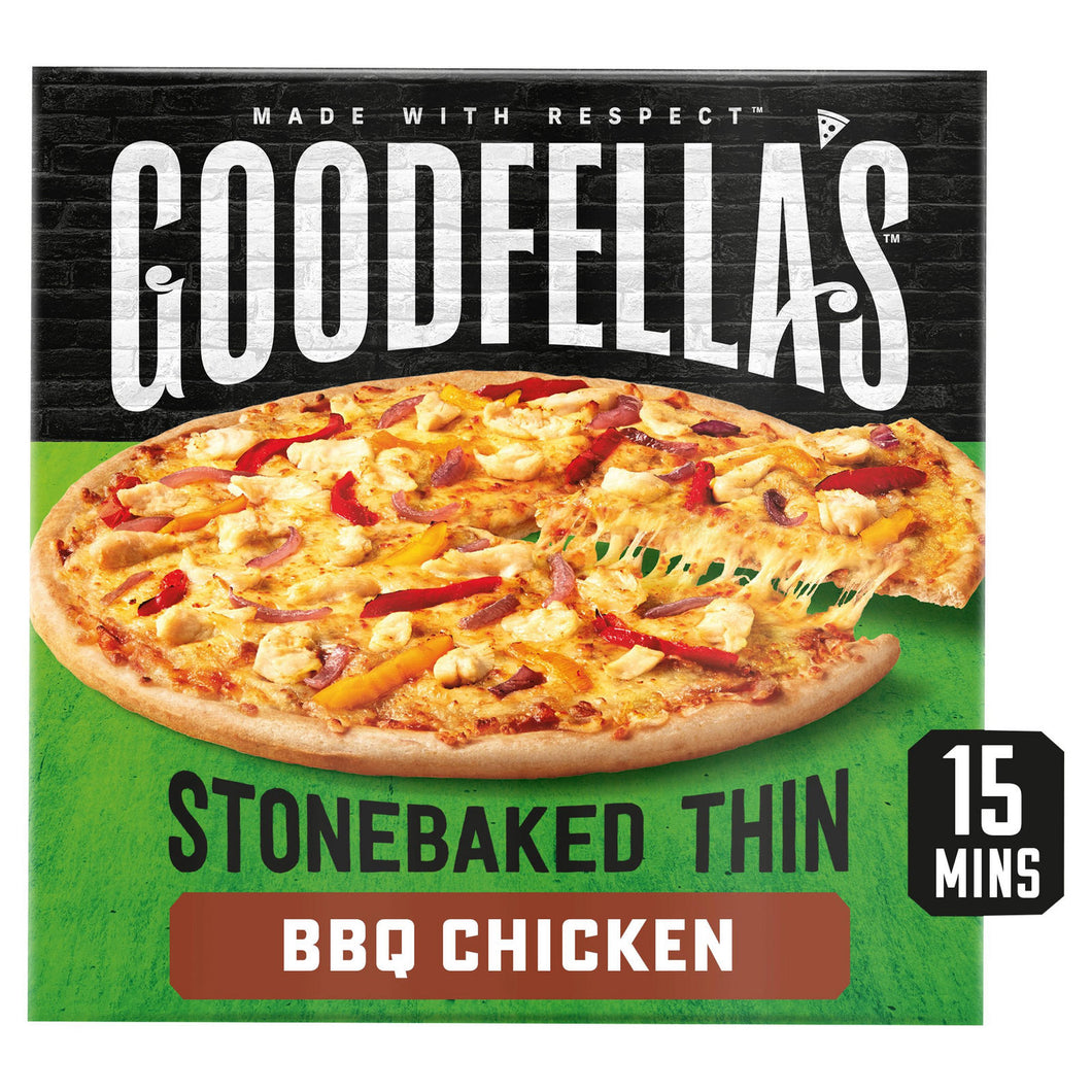 G/FELLAS PIZZA THIN BBQ CHICKEN 385G