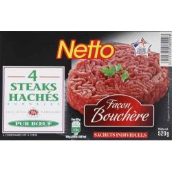 NETTO BEEF BURGER BOUCHERE X4 520G