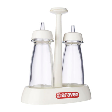 ARAVEN ELEGANCE PLASTIC CRUET SET WHITE 2PC