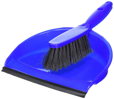 SET BRUSH AND DUST PAN BLUE PLASTIC