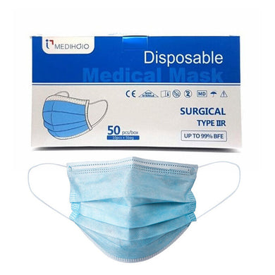 DISPOSABLE FACE MASKS BLUE 50PCS